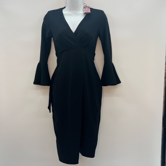 COPY - BOOHOO MATERNITY MAE RUFFLE SLEEVE WRAP DRESS SZ 4 NWT - Picture 1 of 9